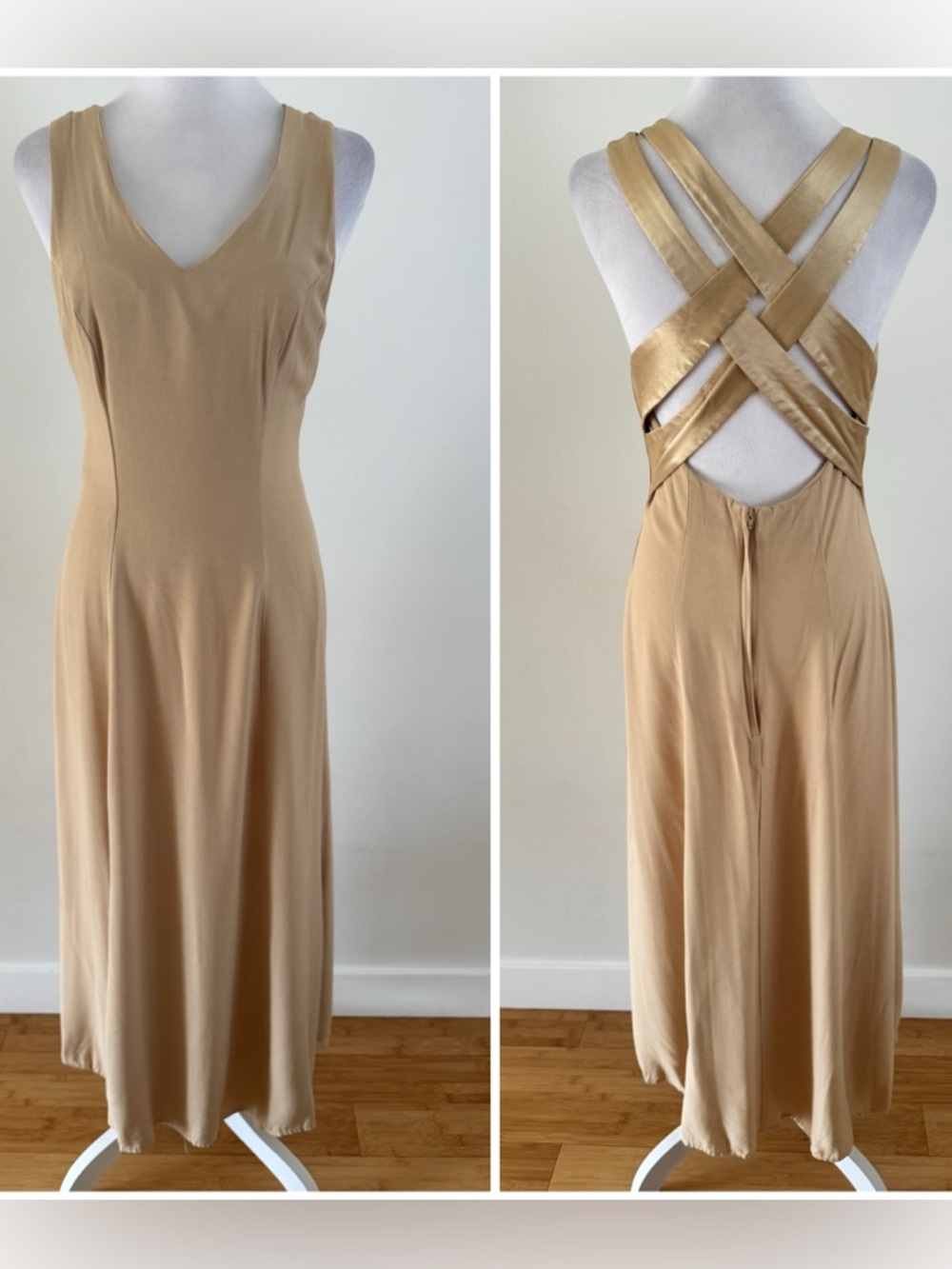 Vintage CDC CAREN DESIRE COMPANY Sleeveless Crisscross Back Maxi Dress size 4